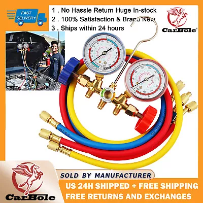 Manifold Gauge Set AC Charging Hose Air Conditioner HVAC Refrigeration Test New • $31.93