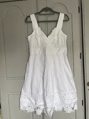 Coast Crochet Dress Cotton White Size 14 • £15