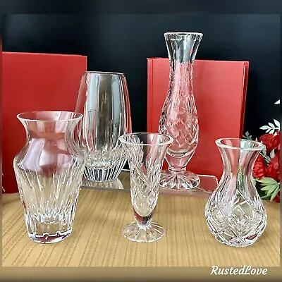 Crystal Bud Vases Set Posey Vases Rogaska Galaway Mikasa Glass Vases Set Of 5 • $164