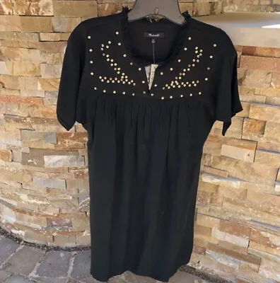 Madewell Silk Embroidered Nightbell Dress Black  XS Retail$168 • $55