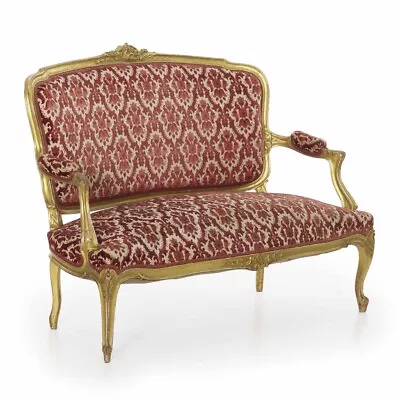 French Louis XV Style Carved Giltwood Settee Sofa Circa 1900  • $756.50