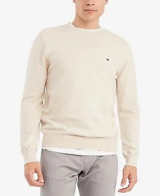 Tommy Hilfiger Mens Signature Solid Sweater Hthr Oatmilk XS • $14.58