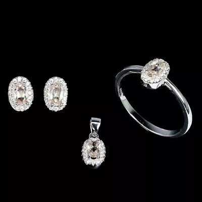 Oval Morganite 5x3mm Simulated Cz Gemstone 925 Sterling Silver Jewelry Sets • $14.05