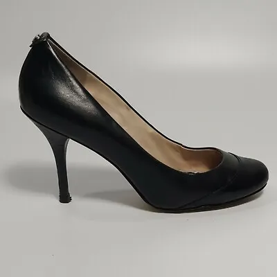 MICHAEL KORS SZ 8 M Black Round Toe Pumps Heels 2 Tone Patent & Glove Leather • $22.06