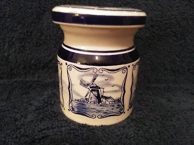 Delfts Blue Small Hand Painted Storage Jar • $5.50