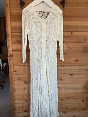 Size S Vintage WESTMINSTERLACE Crochet Lace Maxi Dress Ivory Special Occasion • $149