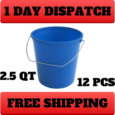 12-Pack 2.5 Qt Small Pail Buckets With Handle Plastic Paint Bucket Blue • $14.80