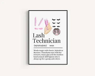 £13.99 • Buy Lash Technician Definition Print, Lash Tech Definition Print, Lash Artist Print