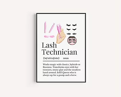 £8.99 • Buy Lash Technician Definition Print, Lash Tech Definition Print, Lash Artist Print