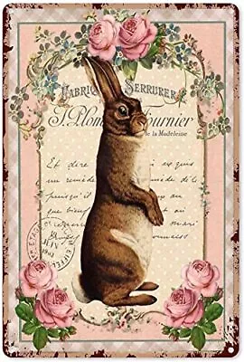 Metal Vintage Tin Sign Decor Standing Easter French Rabbit Vintage Tin Sign For  • $13.81