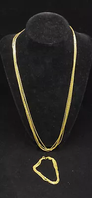 L - Milor Italy 14k Yellow Gold 5-strand Necklace & Bracelet Set 23.5 & 7 In. • $799.99