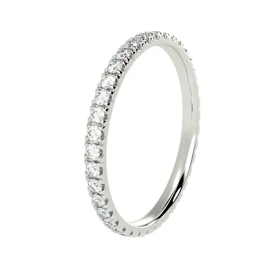 2-mm 0.50 Ct Round Diamond Micro Pave Full Eternity White Gold Ring For Women • $372.03