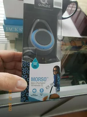 NOS In Box Quickcell Morso Mini Portable Wireless Speaker Blue Accents • $8.99