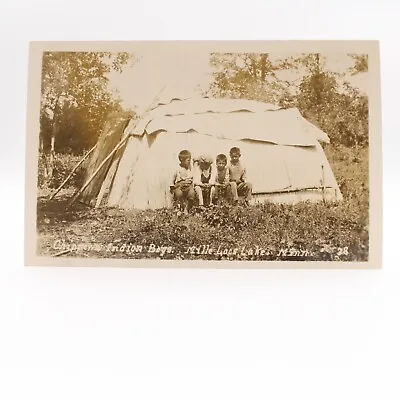 RPPC Chippewa Indian Boys Mille Lacs Lake Minnesota Unposted Real Photo Postcard • $19.99