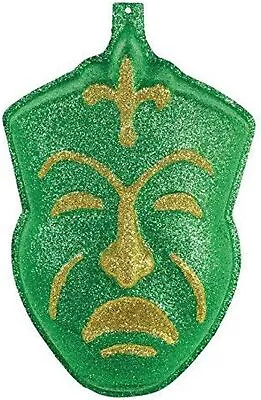 Green Tragedy Mask Mardi Gras Theme Party Decoration Plastic Glitter Wall Hanger • $12.85