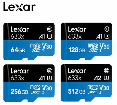 Lexar Micro SD Card 64GB 128GB 32GB 256GB 512GB 16GB 633x Class10 Memory BLUE TF • $9.80