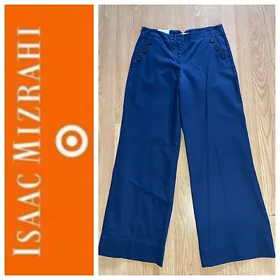 NWT Isaac Mizrahi For Target Navy Blue Wide Leg Contour Fit Pants Nautical Sz 4 • $39.99