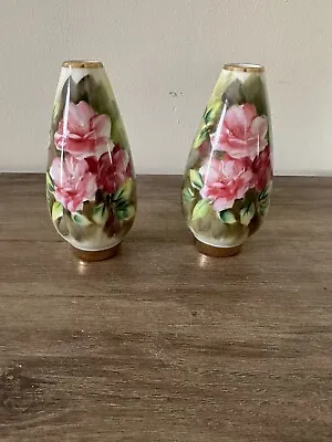 Vintage Pair Ucagco Ceramic Rose Bud Vase 5.5” T • $16