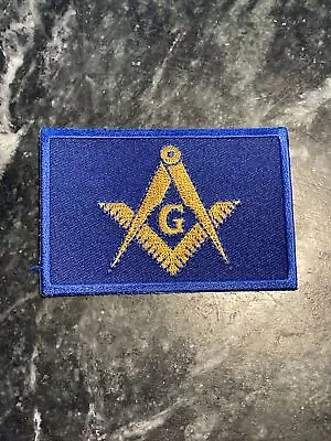 Masonic Freemason Compass Square PATCH Classic Iron-on Embroidered NEW Blue • $4.80