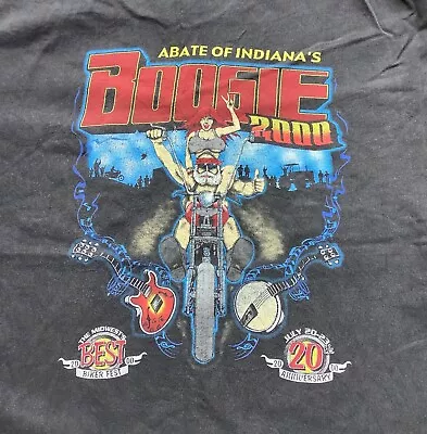 Vtg Abate Boogie 2000 T Shirt Biker Rally Indiana Motorcycle Club Faded Worn M • $19.99