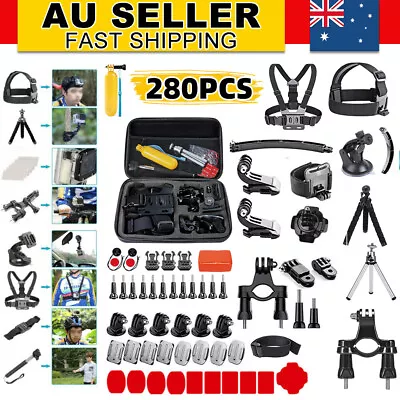 280x Accessories Kit For Gopro Hero 10 9 8 7 6 Monopod Head Chest Strap Set AUS • $42.85