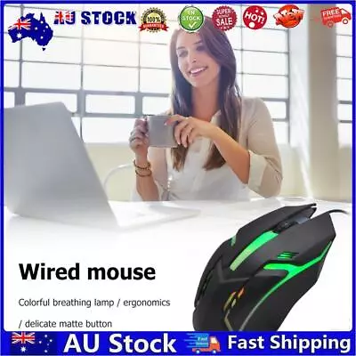 AU 120cm USB 5500DPI 2 Buttons Led Wired Mice Ergonomic Business Mouse For Gamer • $8.77