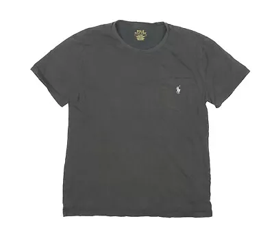 POLO RALPH LAUREN RL Mens Dark Grey Custom Slim Fit Short Sleeve T Shirt Medium • £17.95