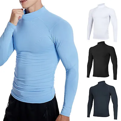 Men's Long Sleeve Turtleneck Shirts Compression Tops Baselayer Muscle T Shirt • $13.75