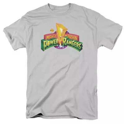 Mighty Morphin Power Rangers MMPR Logo T Shirt Mens Licensed Tee Silver • $17.49