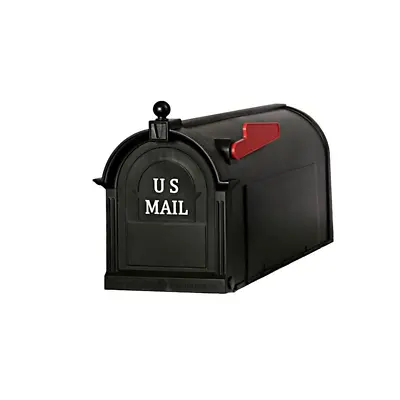 Post Mount Mailbox Large Black Rust And Dent-Proof Plastic Non-Locking • $23.71