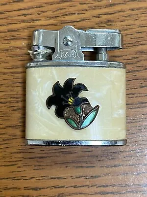 Vintage K&B  Mother Of Pearl  Pocket Lighter Black Flower NEVER LIT! • $36.99