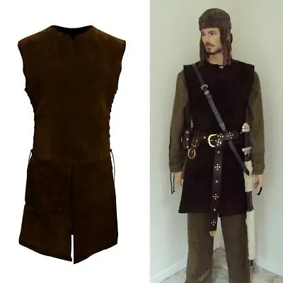 Brown Suede Padded Surcoat / Jerkin / Vest. Ideal For Re-enactment LARP Costume • £97