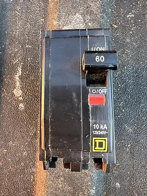 SQUARE D QO260 2 Pole 60 Amp 120/240V 10kA Type QO Plug In Circuit Breaker • $19.99