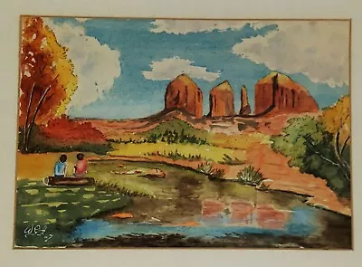 WILLIAM G. HOBBS (1927-2012) Monument Valley Reflection Vintage Original Gouache • $495