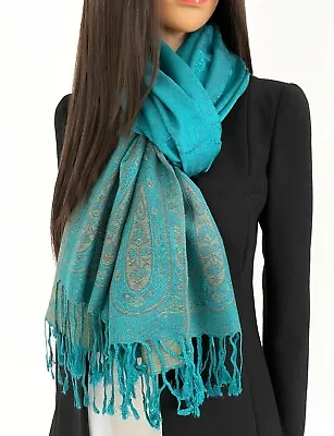 Ladies Long Rainbow Multi Colour Paisley Scarf Pashmina Evening Shawl Vintage • £9.94