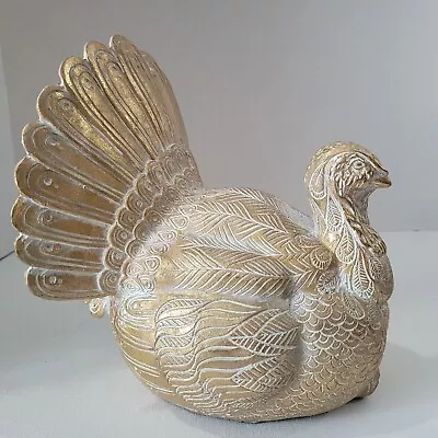 Decorative Gold Resin Turkey With White Wash Accenting • $21.25