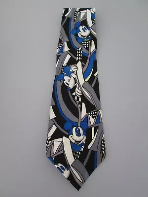 Disney Store Mickey Mouse 100% Silk Tie Necktie Vintage Iconic Blue Black White • $12.99