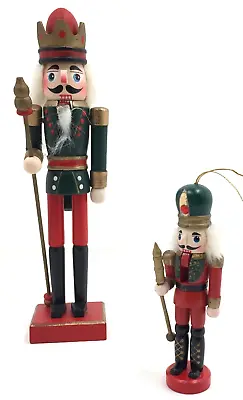 Wood Unmarked 9.5  Nutcracker And 5  Ornament SET • $29