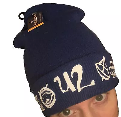 Blue U2 Achtung Baby Inspired Beanie With 3D Puff Vinyl Symbols • $17