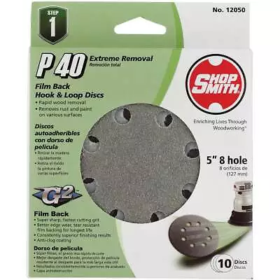 Gator 5 In. 40-Grit 8-Hole Pattern Vented Sanding Disc With Hook & Loop Backing • $19.71