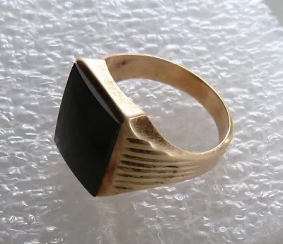 Men's 'Black Onyx Ring' - 10K Yellow Gold - Size 12.5 - VGC • $250