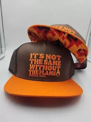 Burger King Hat Ball Cap Mesh Snapback Trucker Brown Orange Fire Bill Unisex • $30