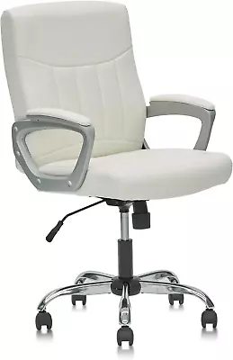 Leather Office Executive Chair Mid Back Computer Desk Chair With Lumbar Support • $105.99
