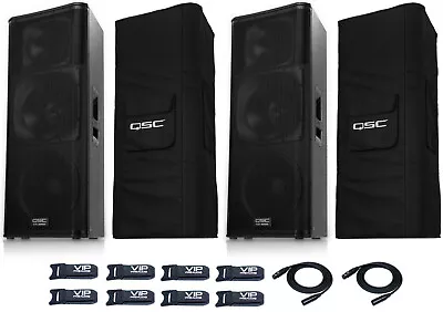 2x QSC KW153 Active DJ 1000W Amplified Class-D 3-way PA Powered Speaker + Covers • $4039.96