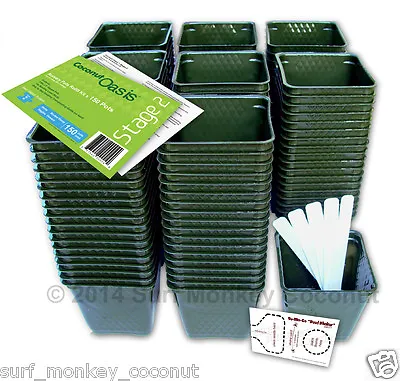 150 Plastic Nursery Plant Pots Kit W/ 10 Seedling Labels Growing Guide Seed Crd • $24.99