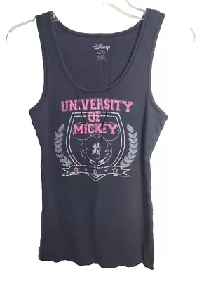 Disney Tank Top Women's XL Blue Ribbed Stretch University Of Mickey Mouse Cruise • $7.69