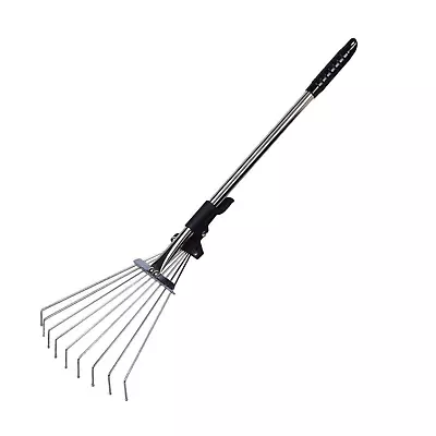 Telescopic Leaf Rake Garden Adjustable Handle Lock Metal Lawn Garden Tools • £7.40