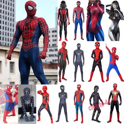 Spider-man Halloween Cosplay Costume Super Hero Jumpsuit Fancy Dress Adults Kids • £16.61