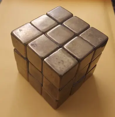 Vintage -  Playable Rubik's  Rubix Cube Brass Metal  Mid Century Art • $379.90