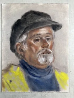 Vintage Oil On Canvas Board Painting The Captain Fisherman Old Man Unsigned • $157.52